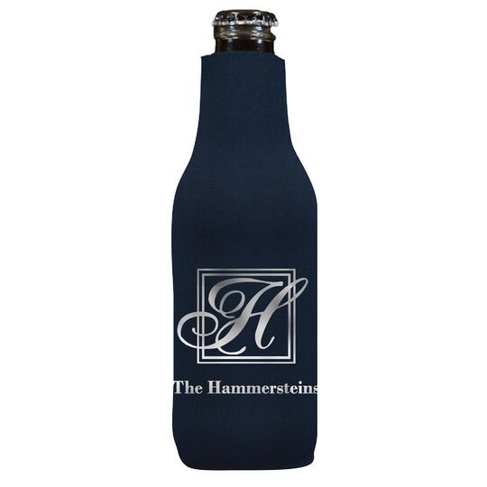 Pick Your Single Initial Monogram with Text Bottle Huggers